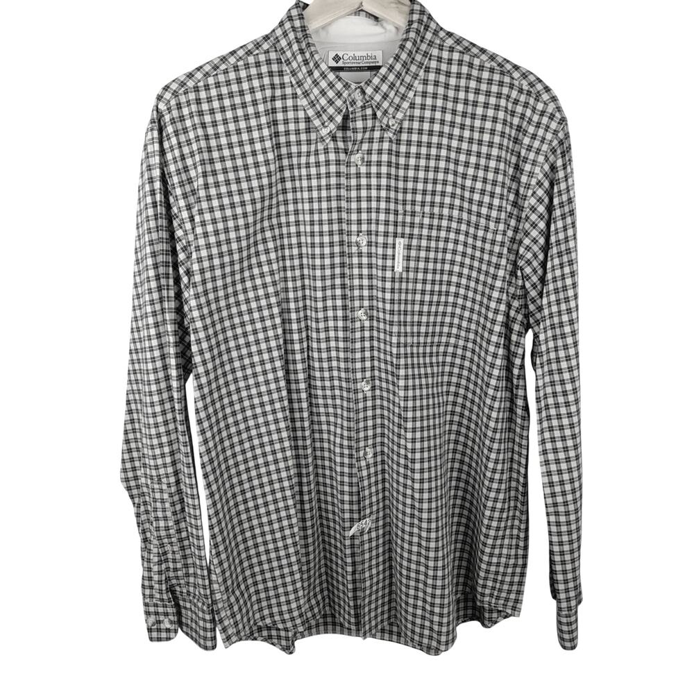 Columbia Men's Blue and White Checkered Shirt
